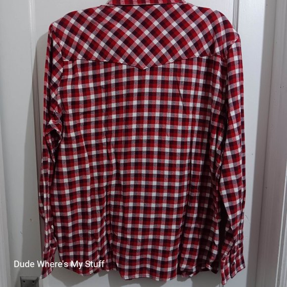 ROEBUCK & CO. RED CHECKERED SOFT FLANNEL - MEN'S XL - NEW WITHOUT TAGS - SNAPS - Picture 2 of 5